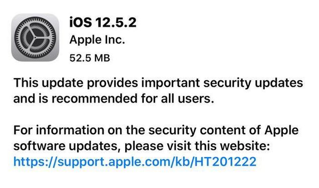鹿泉苹果手机维修分享iOS12.5.2发布，建议所有老苹果用户安装 